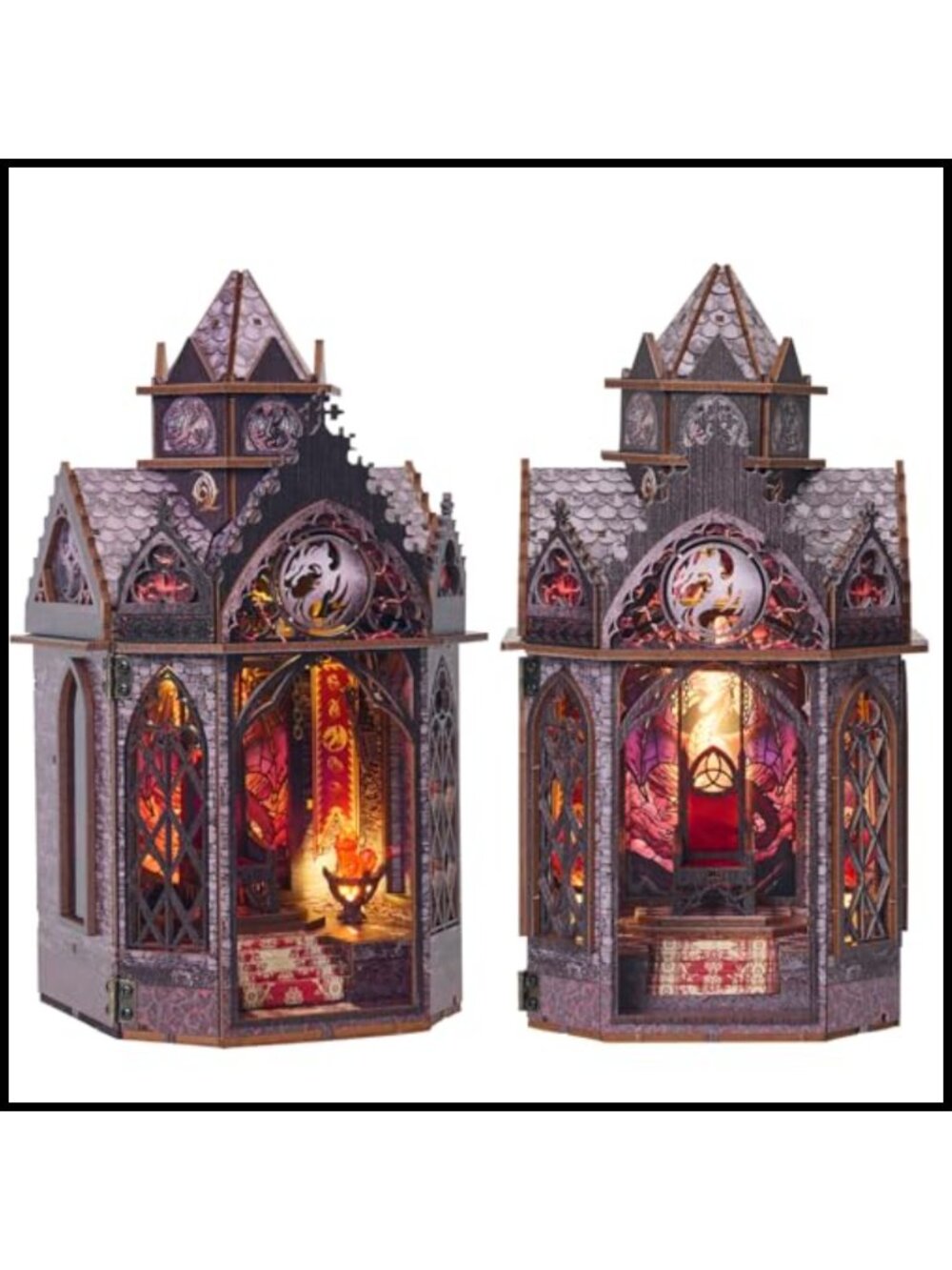 DIY Miniature House Kit Wooden Dollhouse LED Light Bookshelf Decor Gift